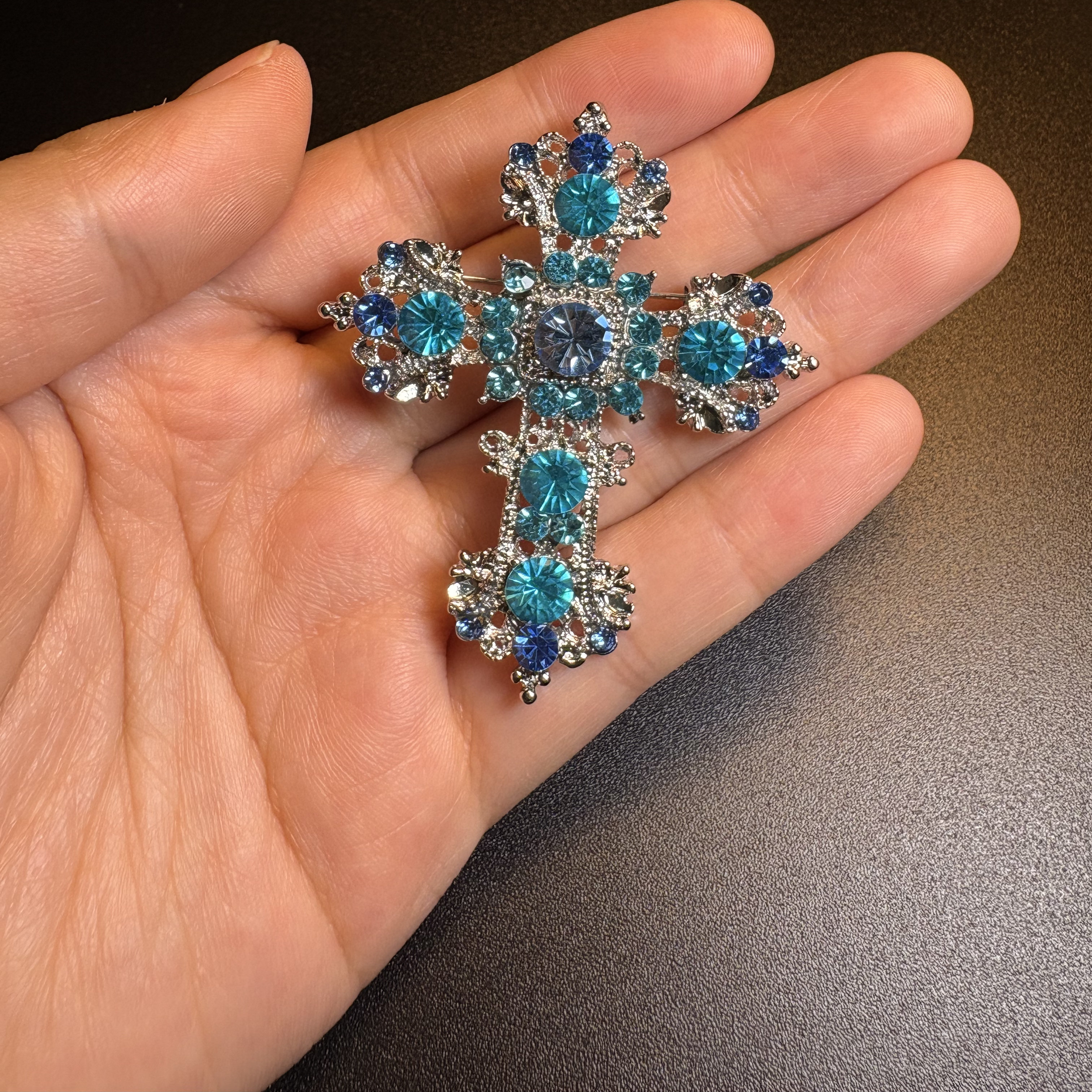 Sapphire Cross Brooch