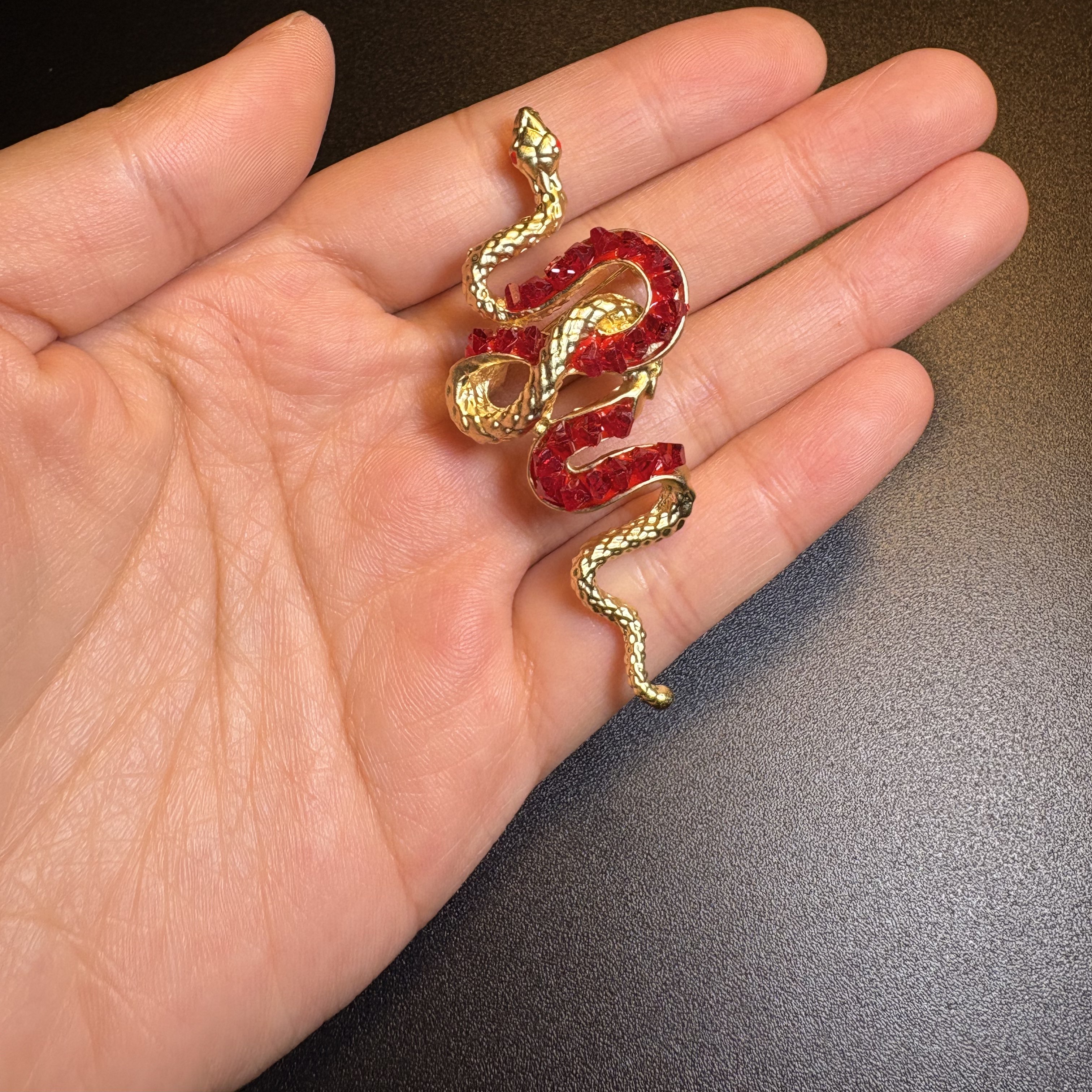 Red - Gem Snake Brooch