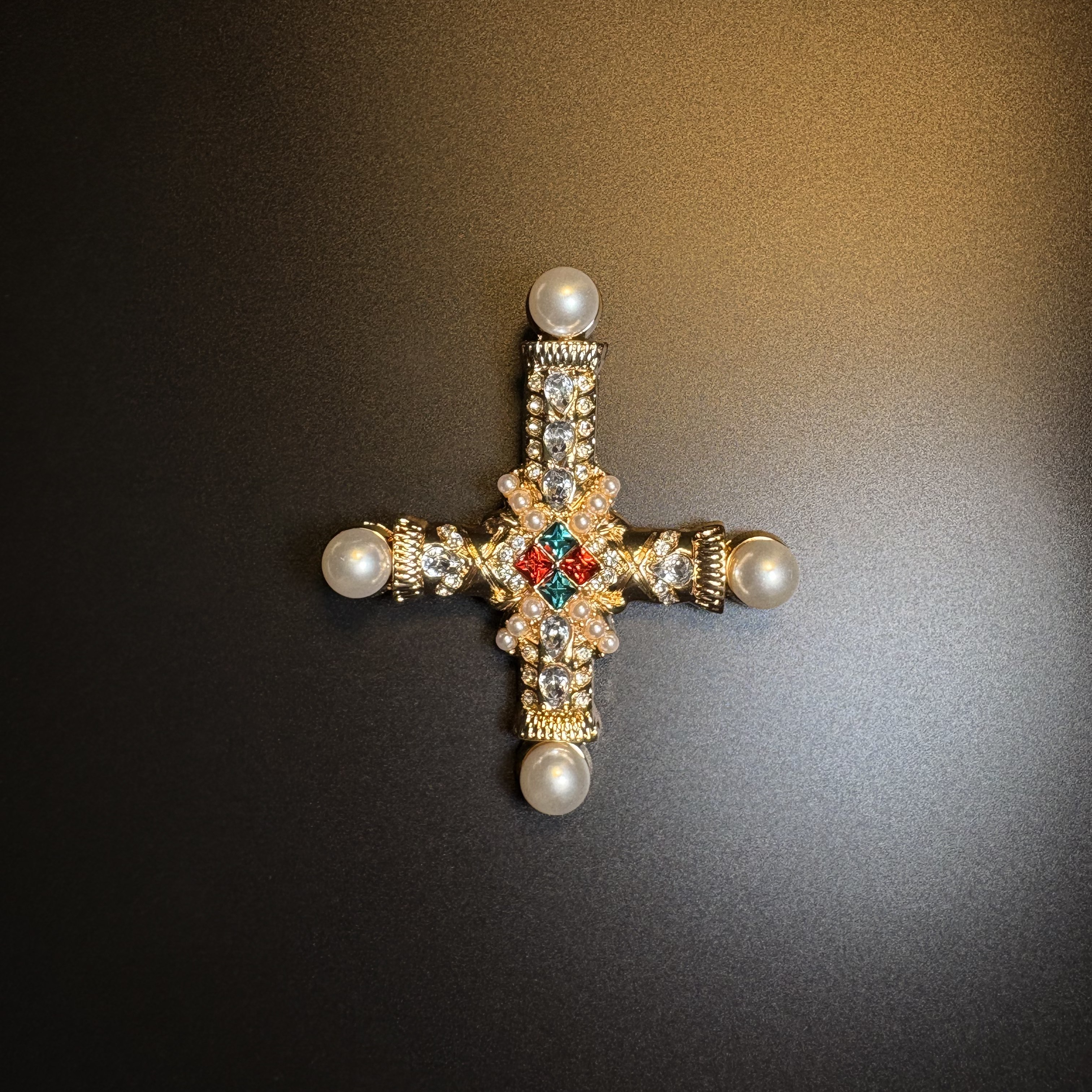 Pearl Cross Brooch