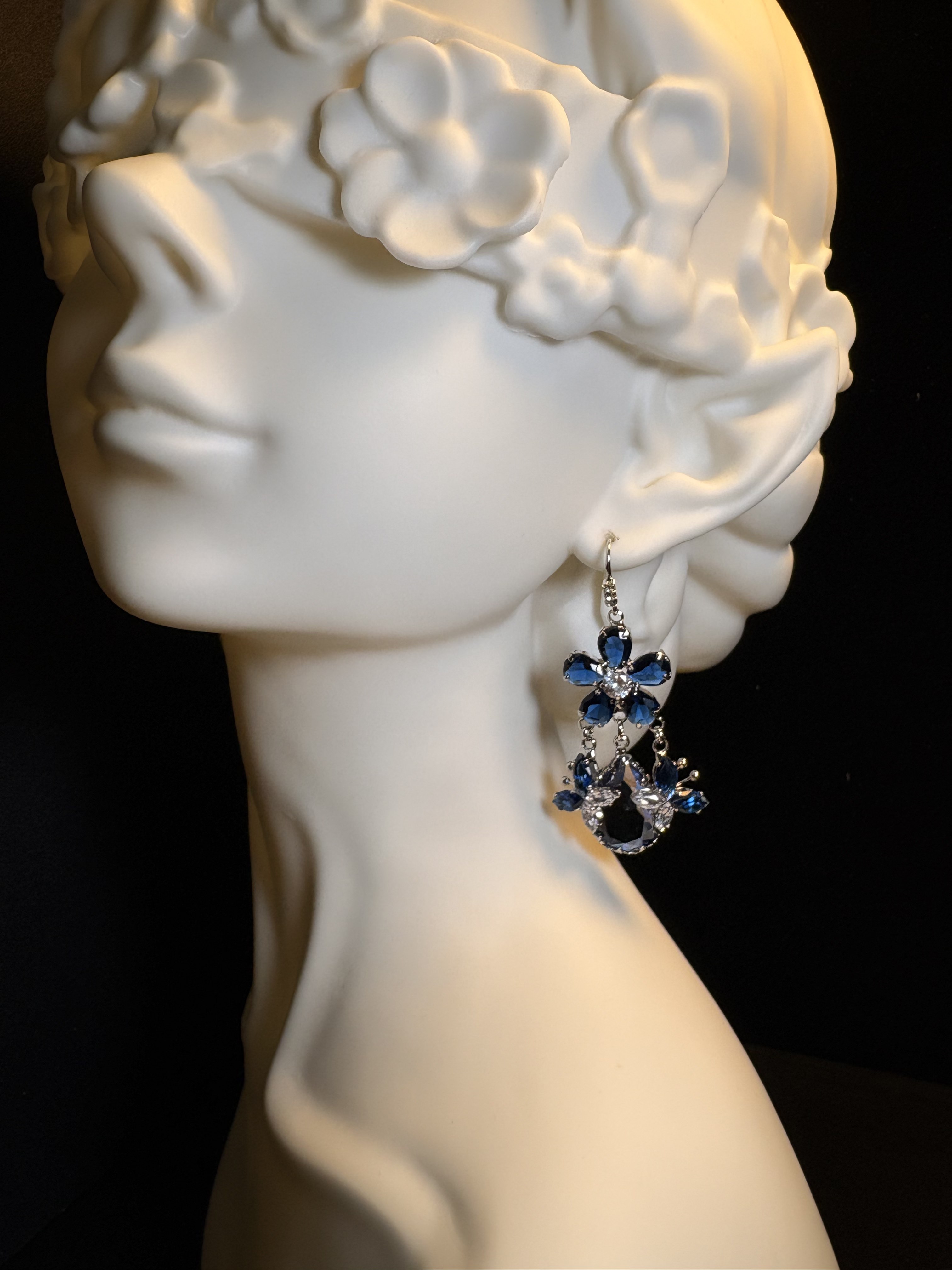 Blue Crystal Bloom Earrings