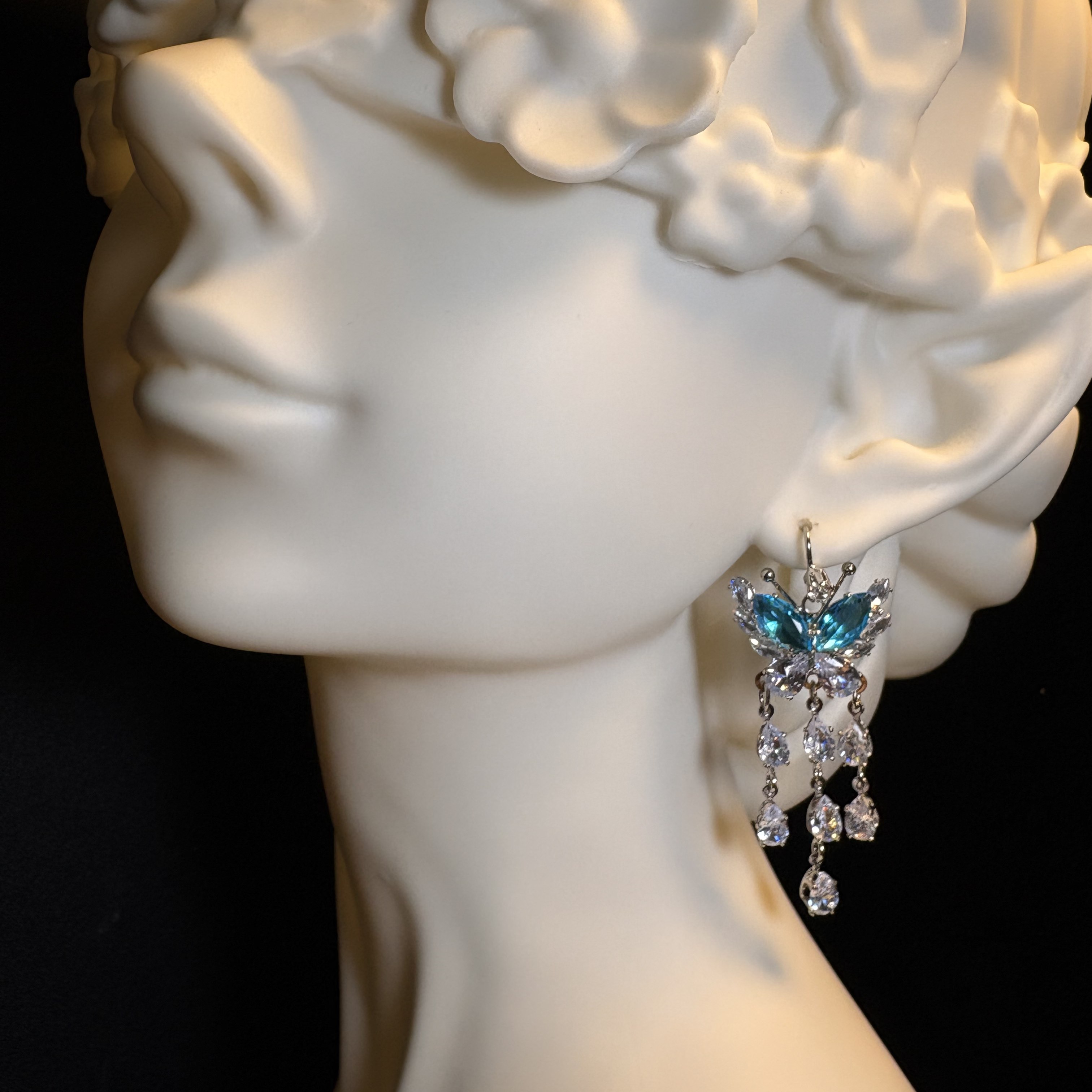 Crystal Wing Tassel Earrings
