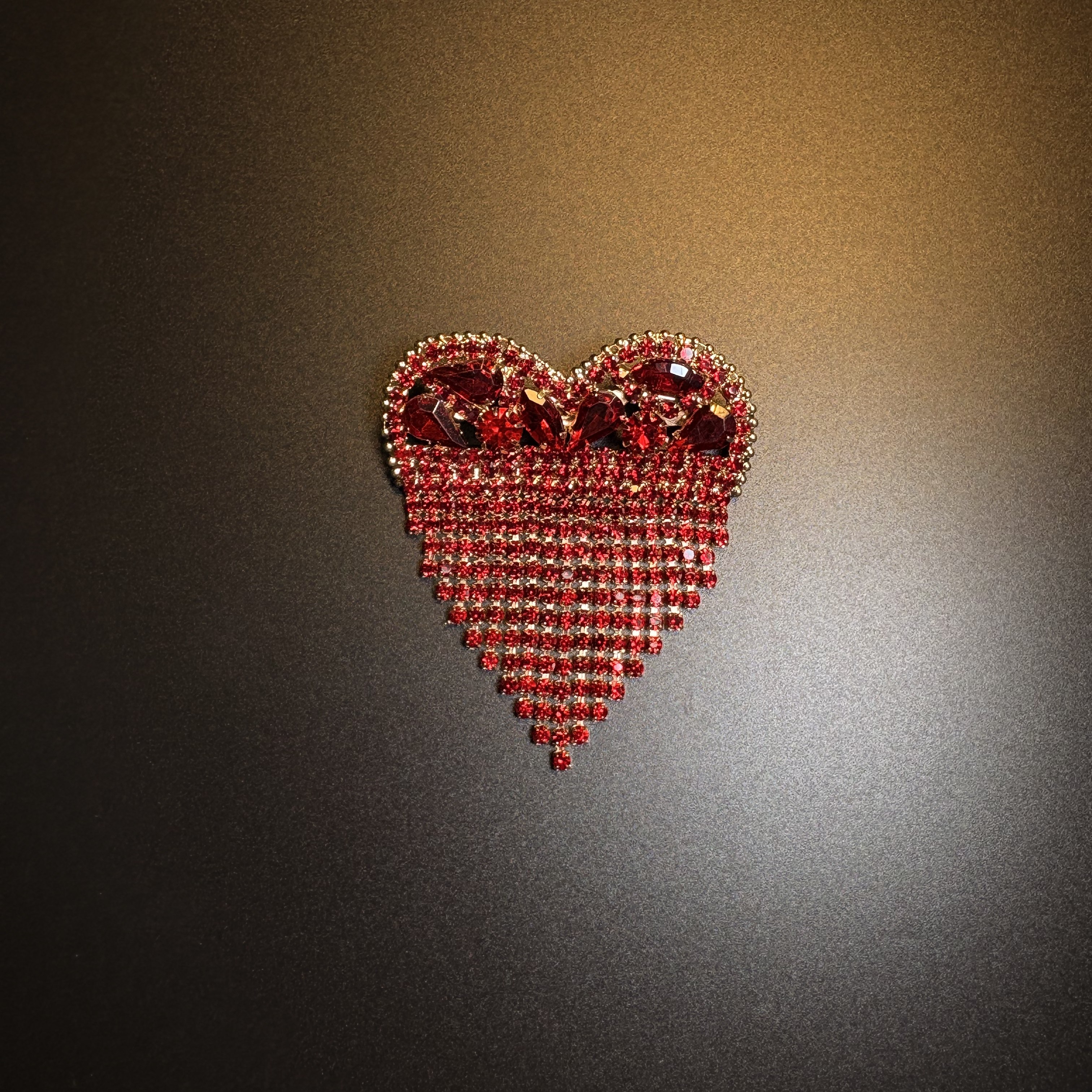 Red Fringe Heart Brooch