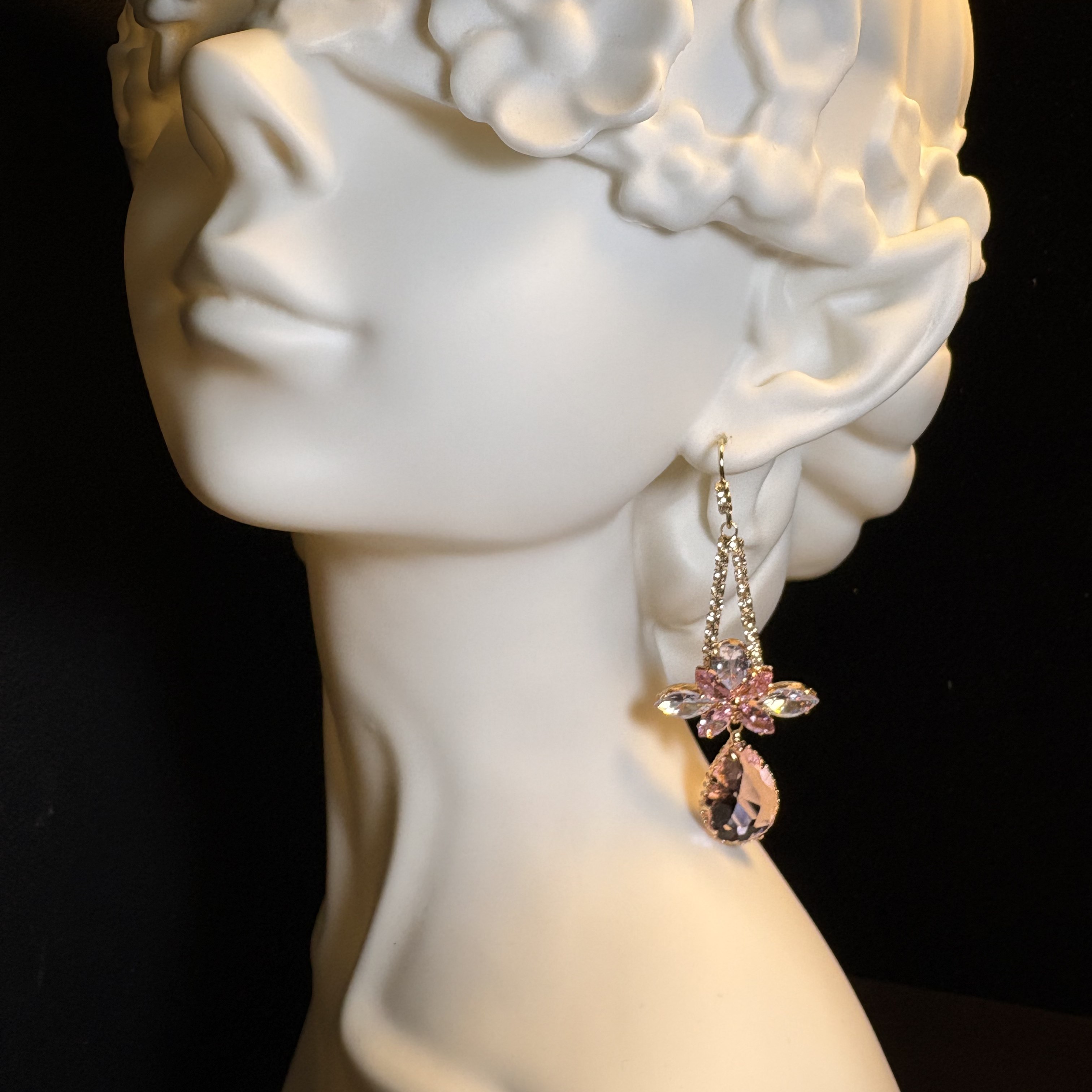 Pink-Smoky Flower Earrings
