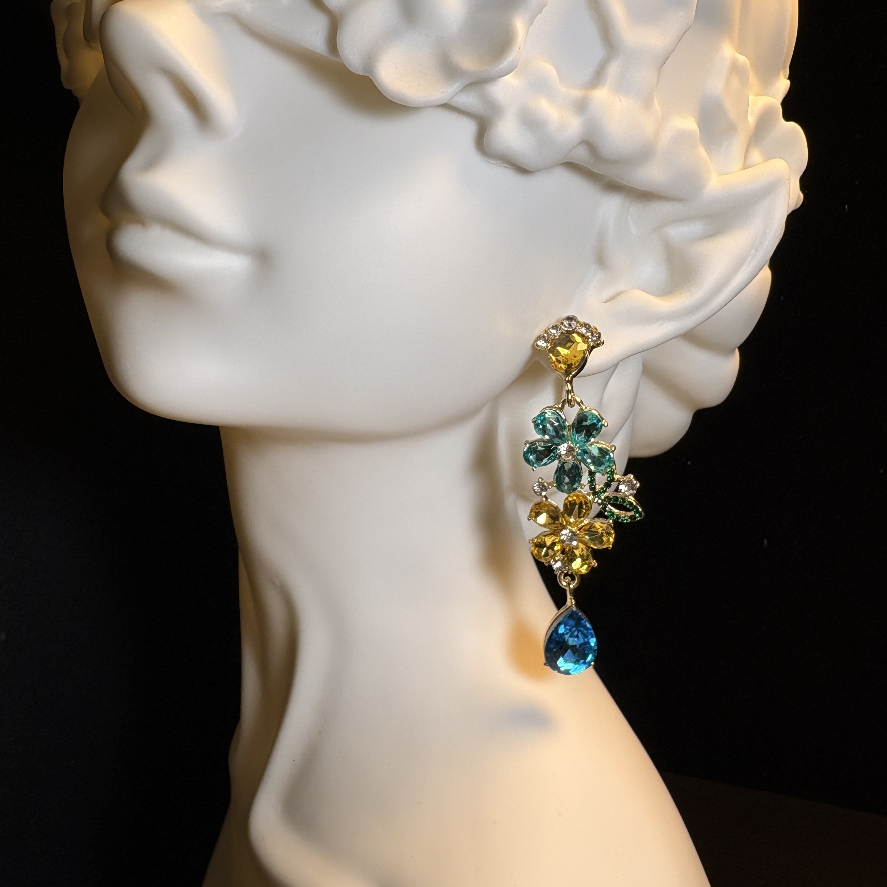 Colorful Crystal Floral Earrings