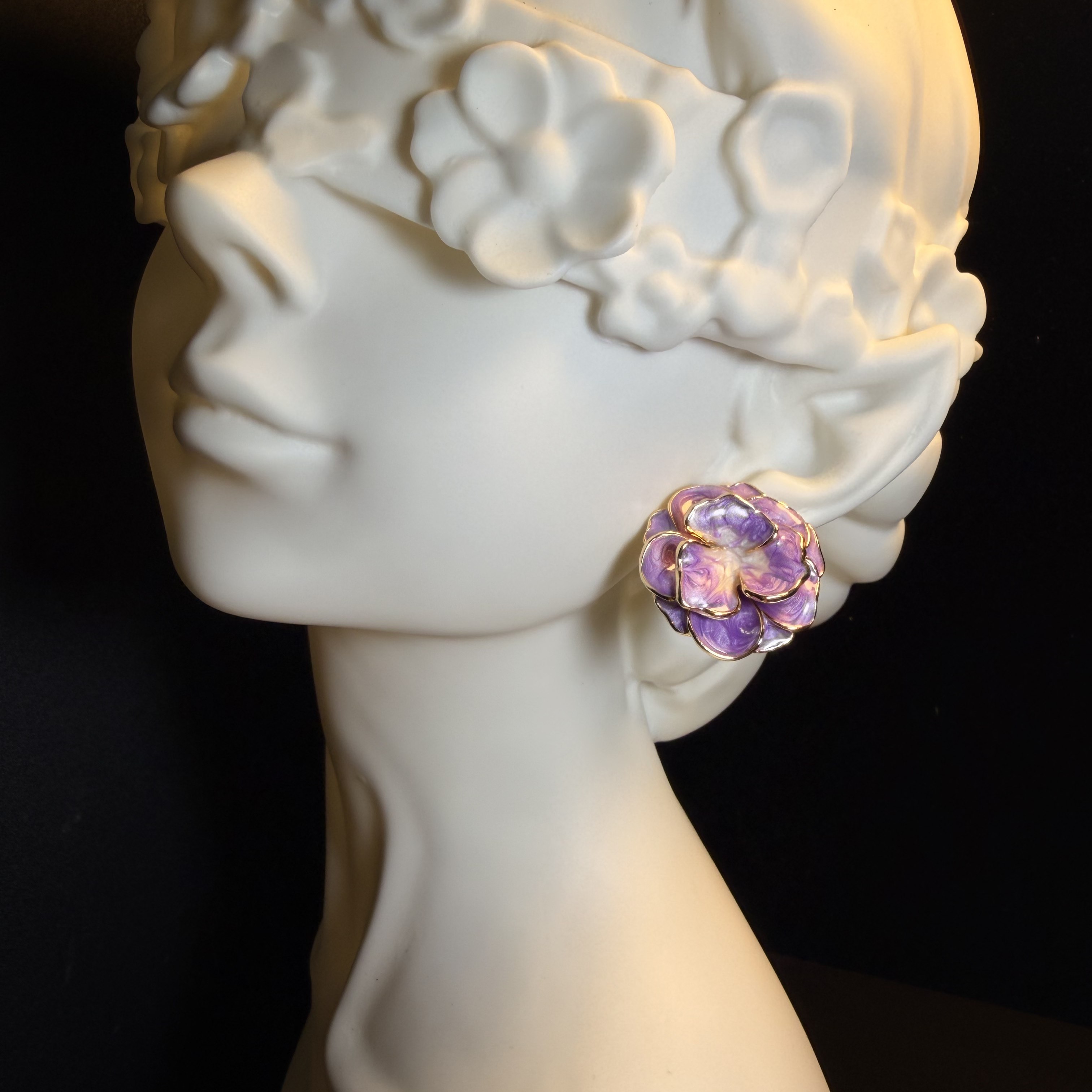 Lavender Camellia Earrings