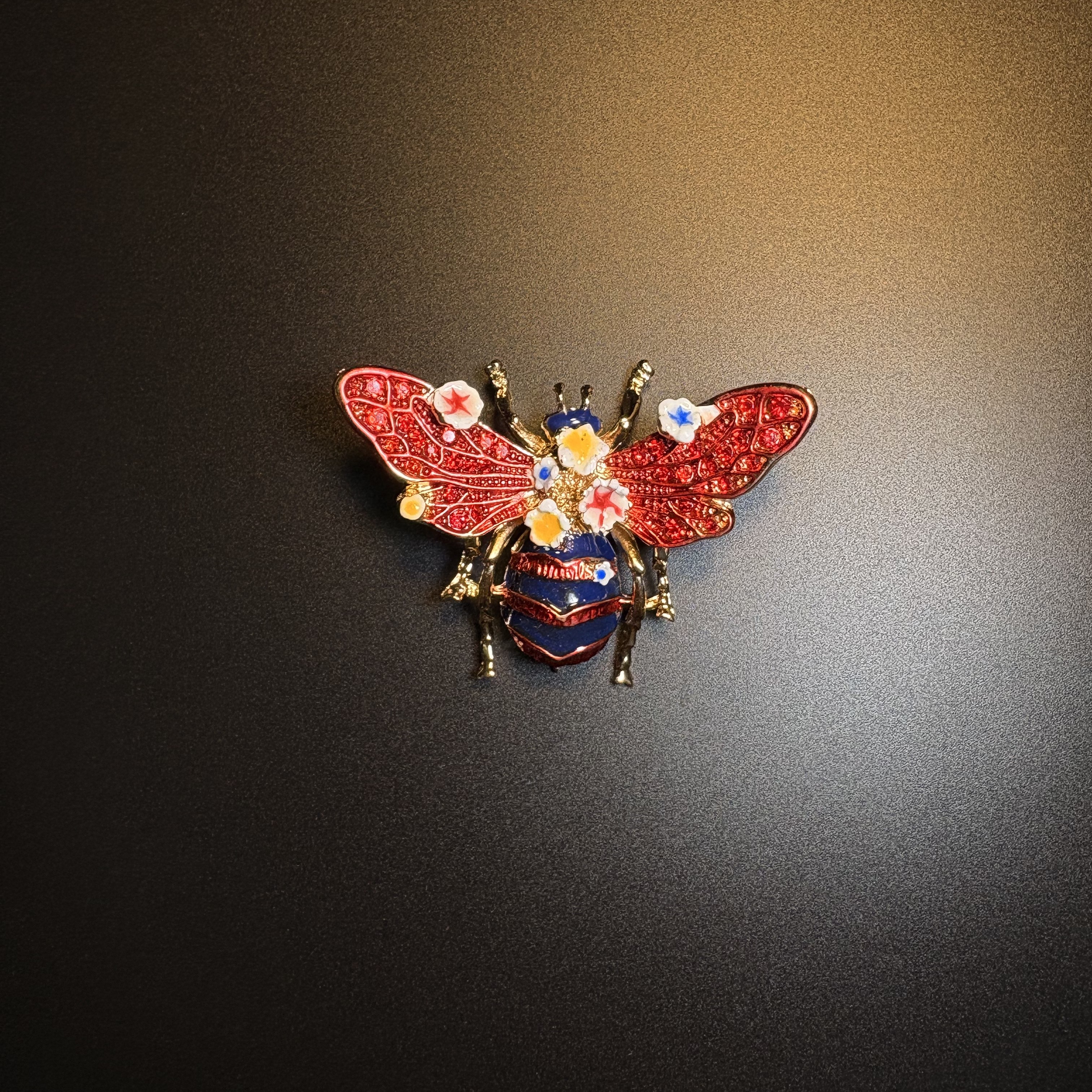 Crimson Bee Brooch