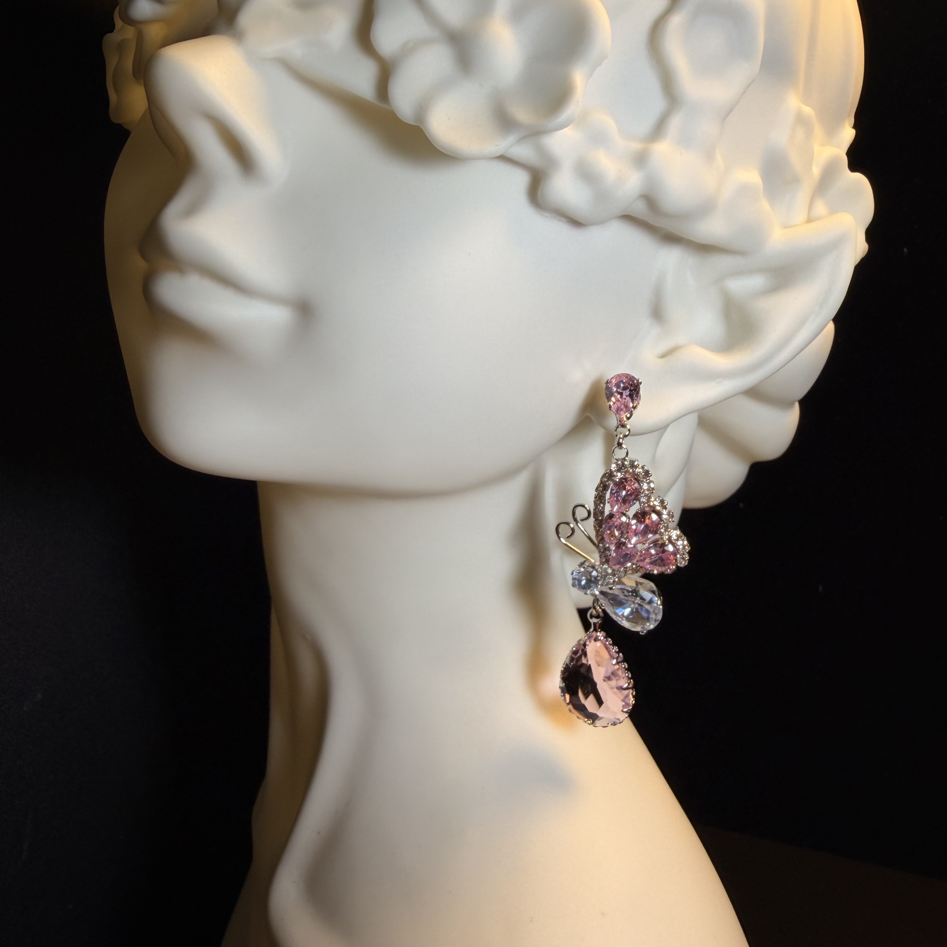 Pink Butterfly Drop Earrings