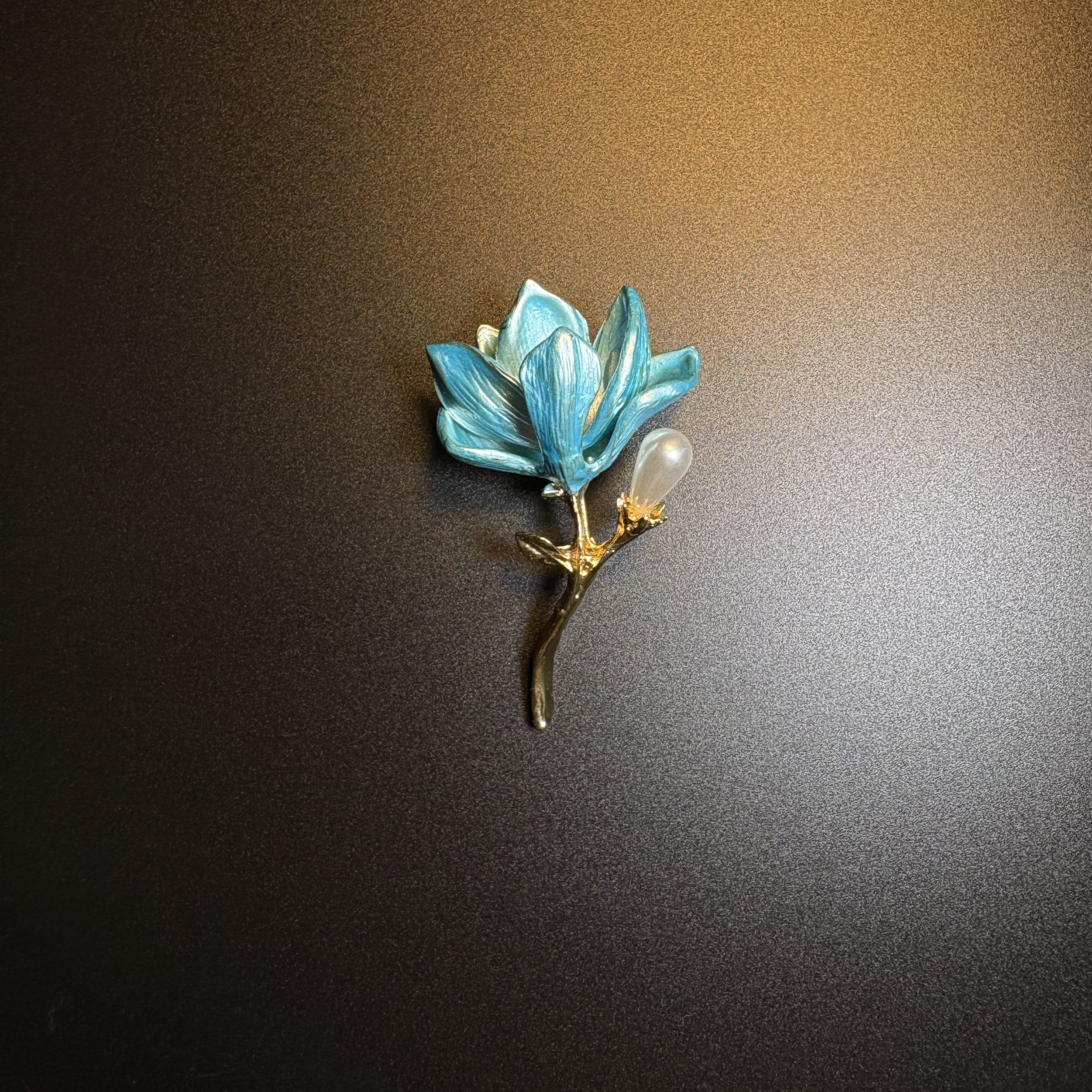Blue Magnolia Brooch