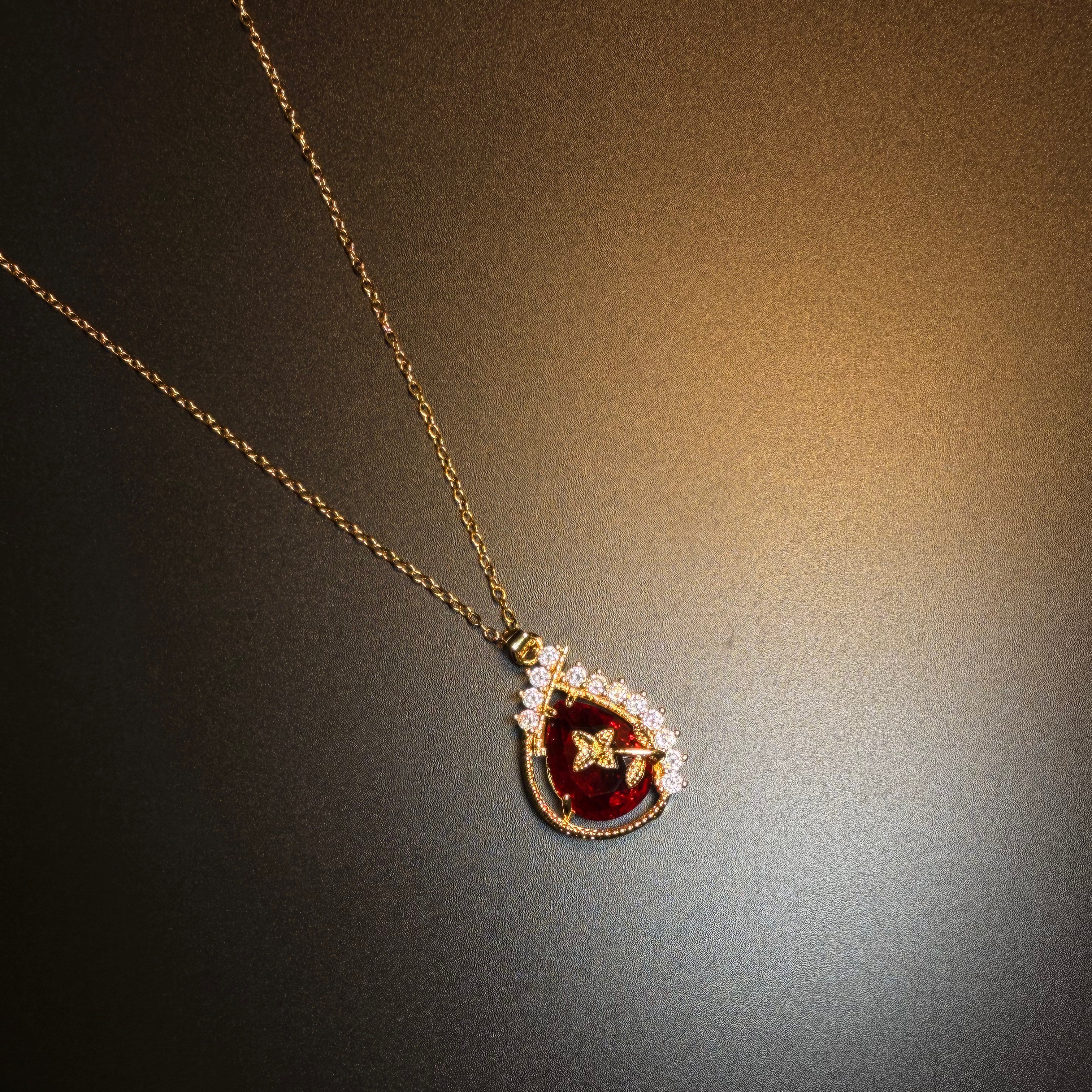 Ruby Flutter Drop Necklace