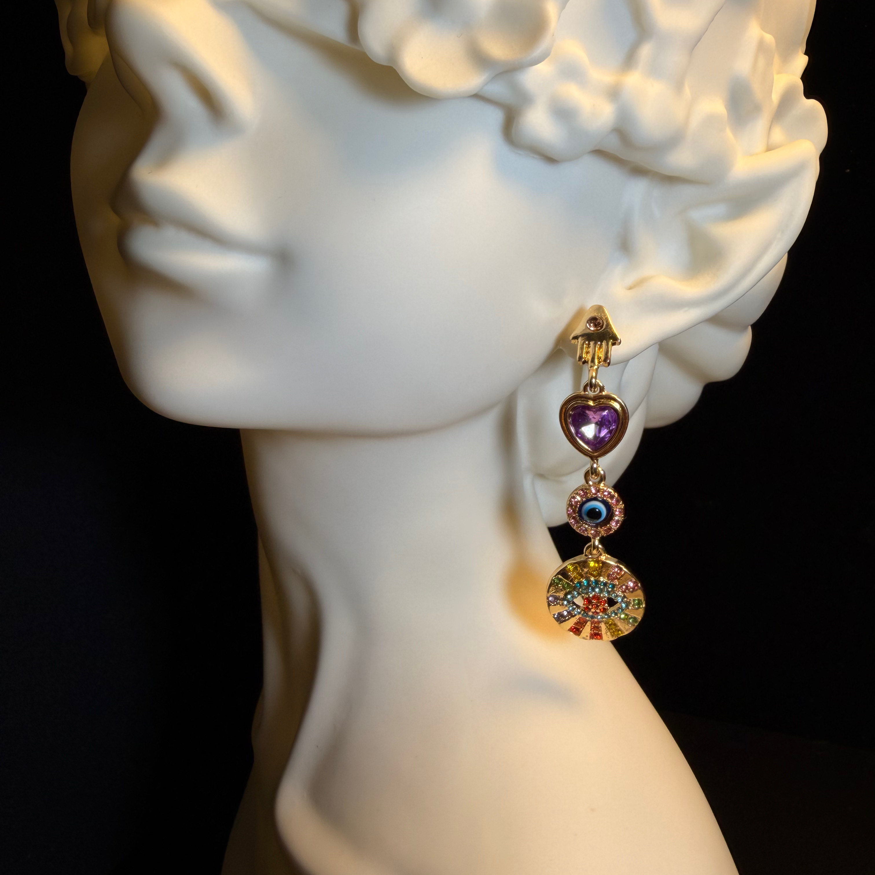Evil Eye Heart Earrings