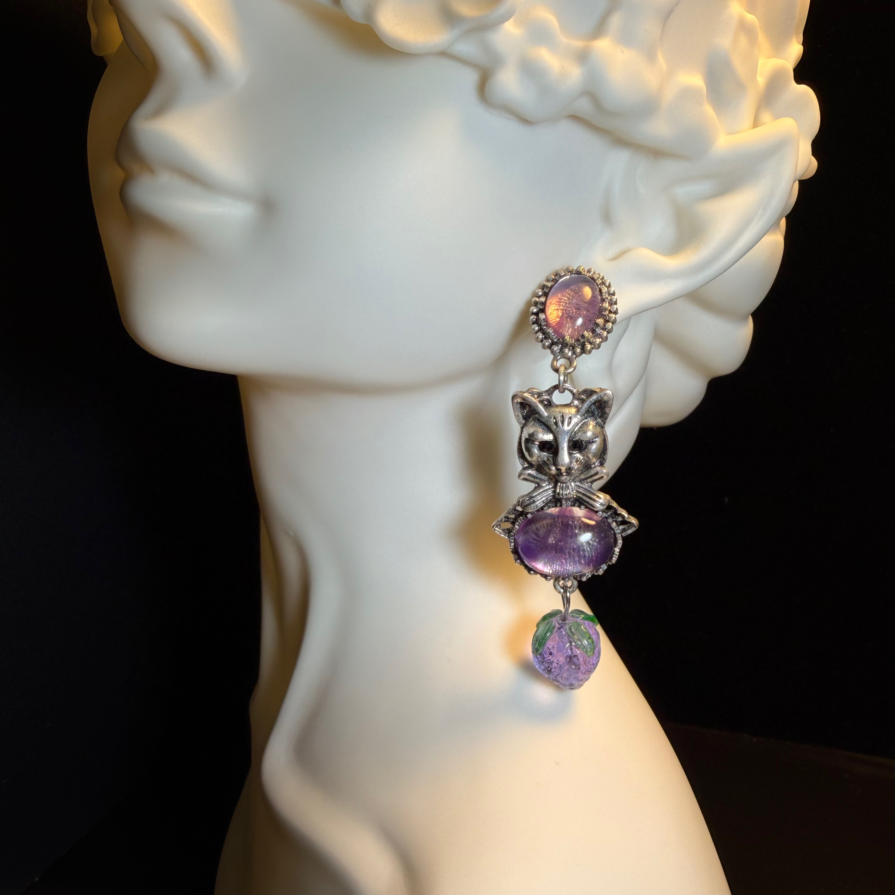Amethyst Cat Earrings