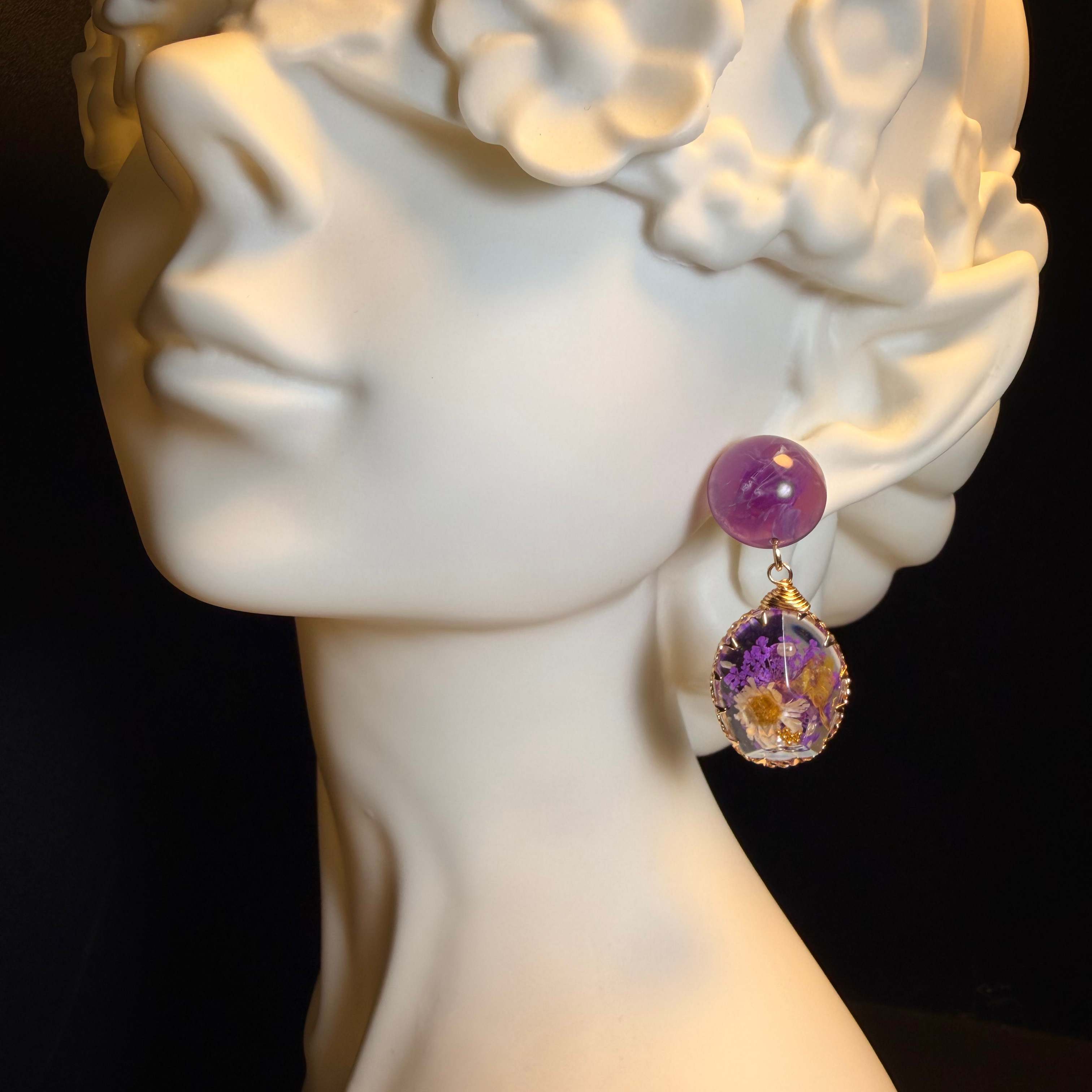 Purple Petal Earrings