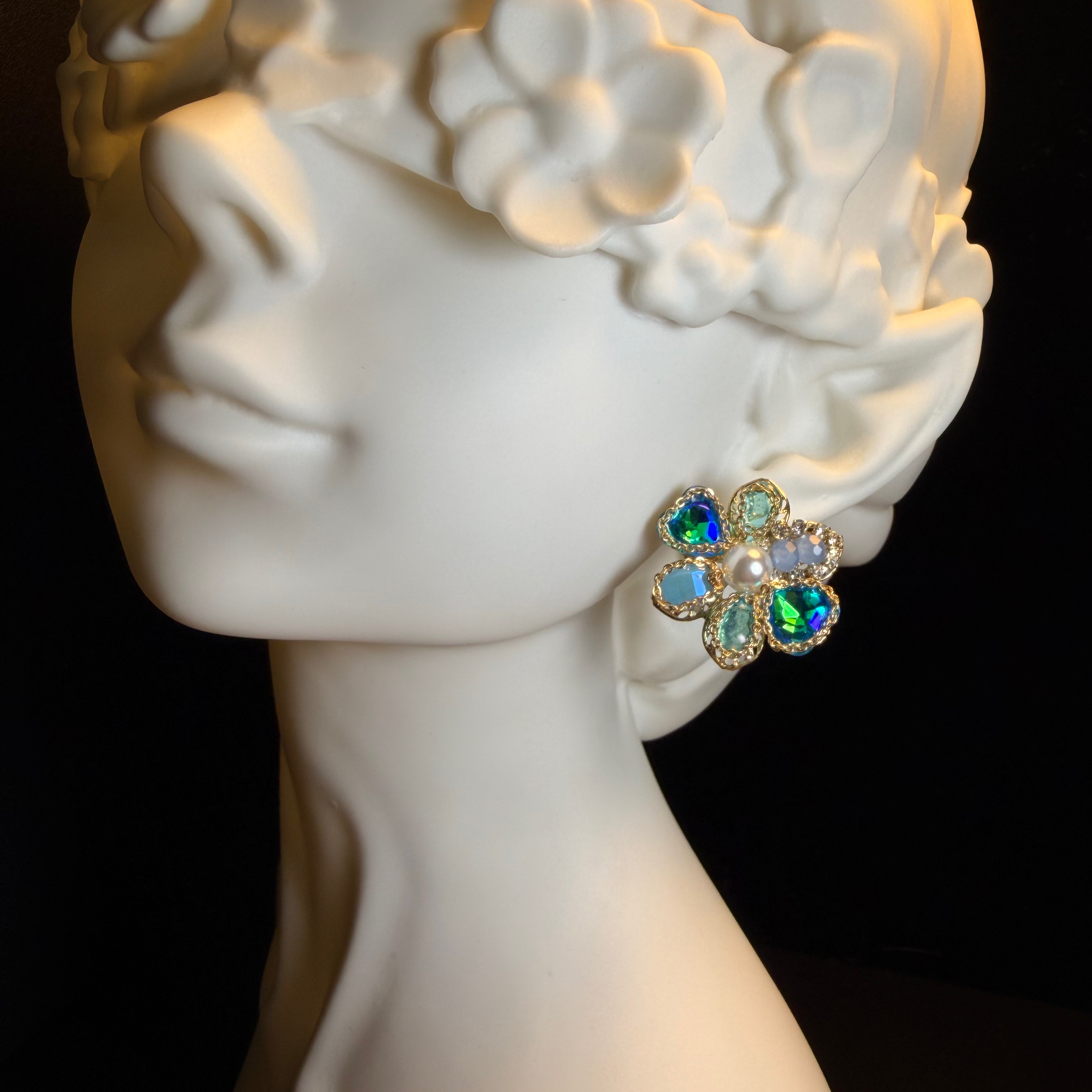 Aqua Flower Earrings