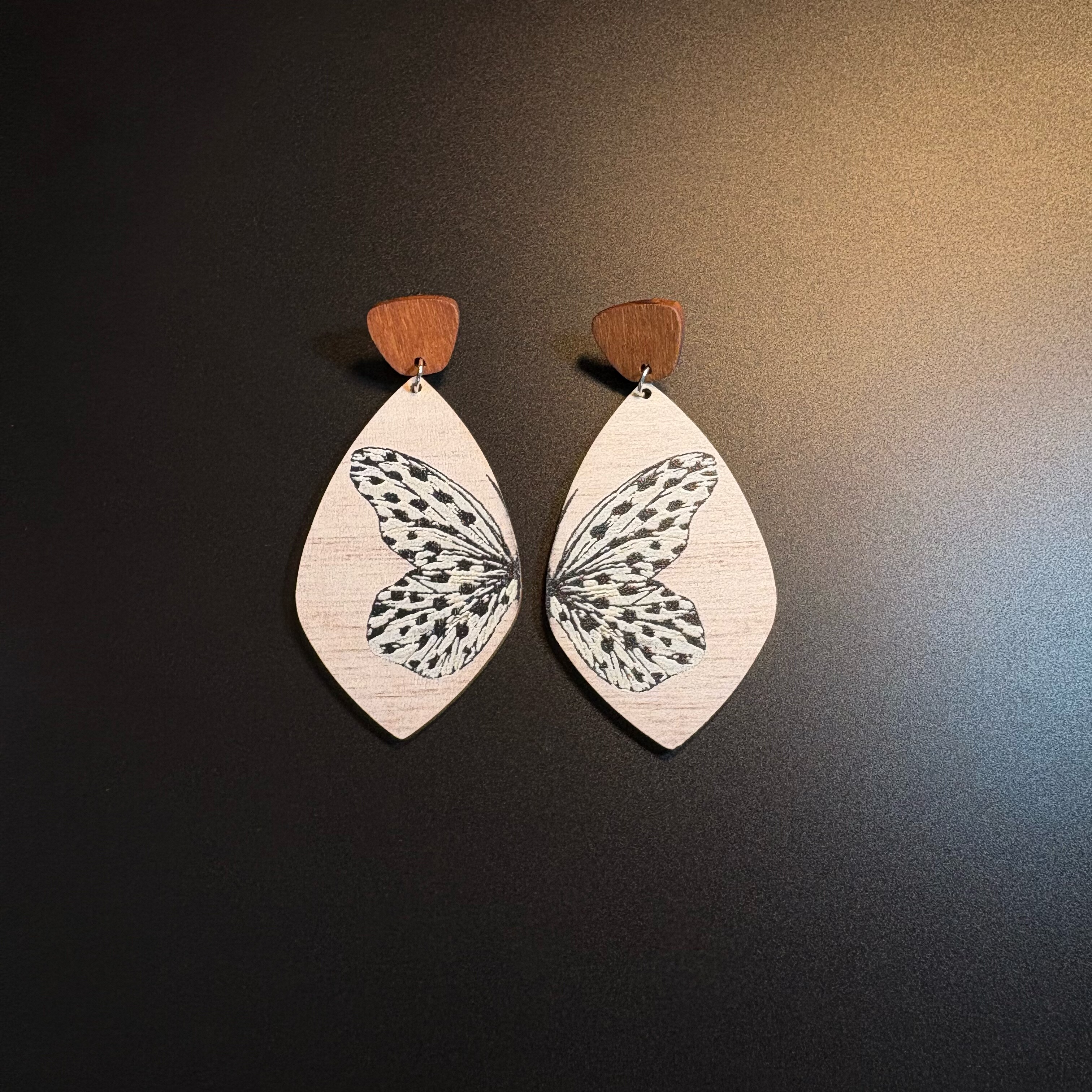 Wooden Wing Earrings