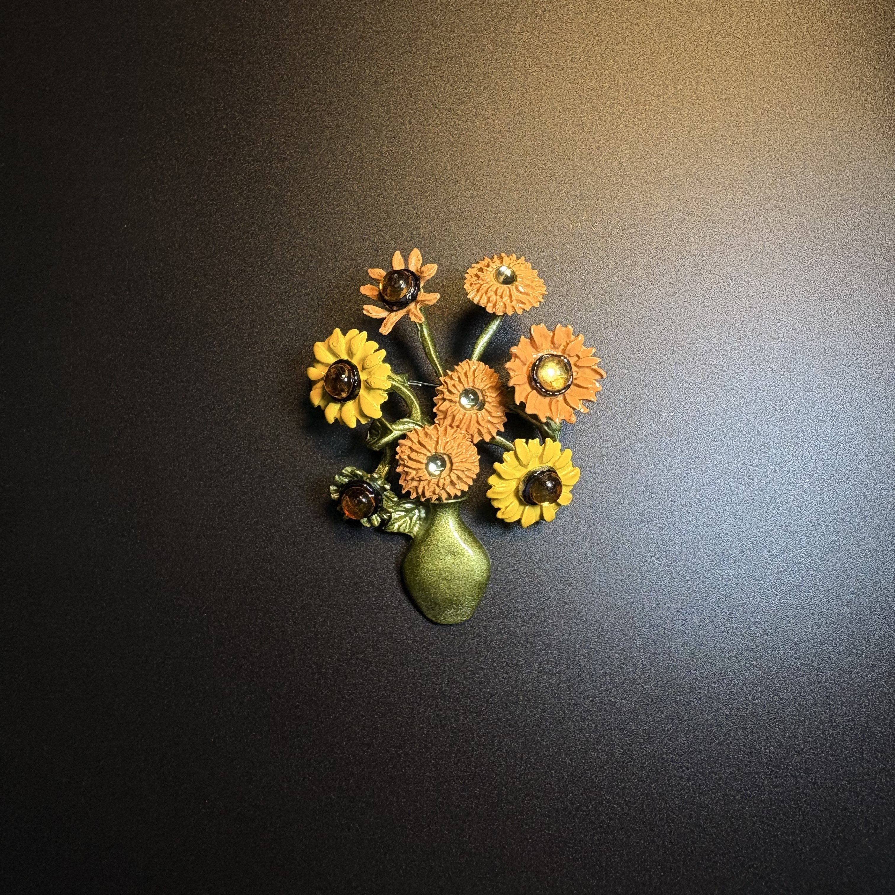 Sunflower Vase Brooch
